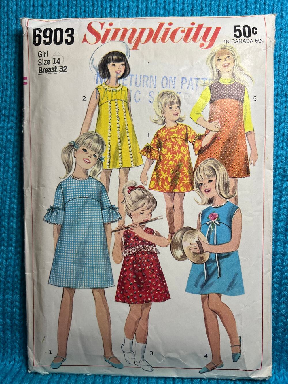 Simplicity 6903 Sewing pattern Girls dress A line skirt size 14